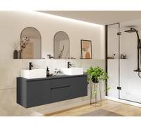 Meuble sous vasque suspendu - Gris - 150 cm - JIMENA II
