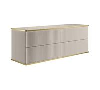 Vente-unique - Meuble sous Vasque Suspendu strié liseré doré 4 tiroirs - Beige - 150 cm - KELIZA