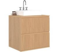 IDMarket - Meuble sous Vasque Suspendu Salle de Bain Victor 2 tiroirs Effet Lattes