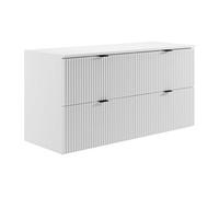Meuble sous vasque suspendu strié avec planche - Blanc mat - 120 cm - ZEVINI