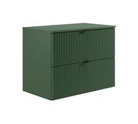 Meuble sous vasque suspendu strié avec planche - Vert mat - 80 cm - ZEVINI