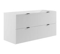 Meuble sous vasque suspendu strié - Blanc mat - 120 cm - ZEVINI