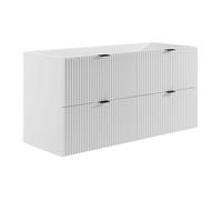 Vente-unique - Meuble sous Vasque Suspendu strié - Blanc Mat - 120 cm - ZEVINI