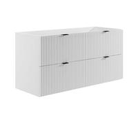 Vente-unique - Meuble sous Vasque Suspendu strié - Blanc Mat - 120 cm - ZEVINI
