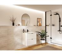Meuble sous vasque suspendu strié - Blanc mat - 60 cm - ZEVINI
