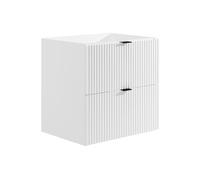 Vente-unique - Meuble sous Vasque Suspendu strié - Blanc Mat - 60 cm - ZEVINI