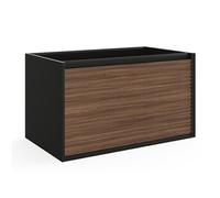Vente-unique - Meuble sous Vasque Suspendu strié - Coloris Naturel foncé et Noir - 80 cm - BANIVA
