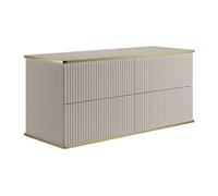 Vente-unique - Meuble sous Vasque Suspendu strié liseré doré - Beige - 120 cm - KELIZA