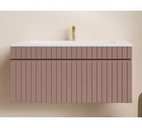 Meuble sous vasque suspendu strié rose - 100 cm - SATARA