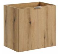 Meuble sous vasque VANO – 2 portes – Coloris chêne – L60 × P57 × H39 cm – À suspendre