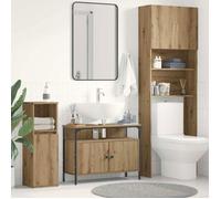 Meuble sous vasque - VIDAXL - Vidaxl - Chêne artisanal - Bois d'ingénierie & cadre acier - Gain de place