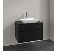 Meuble sous-vasque Villeroy und Boch Collaro C108B0VL 80 x 54,8 x 50 cm, meuble sous-vasque centré, éclairage LED 5,7 W, noir volcan