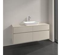 Meuble sous-vasque Villeroy und Boch Collaro C116B0VN 140 x 54,8 x 50 cm, pour vasque centrale, éclairage LED 10,4 W, gris cachemire