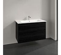 Meuble sous vasque Villeroy und Boch Collaro C145B0AB 96,1x61x48cm, vasque centrée, éclairage LED 7W, chêne noir