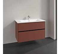 Meuble sous-vasque Villeroy und Boch Collaro C145B0AH 96,1 x 61 x 48 cm, vasque centrale, éclairage LED 7 W, bordeaux