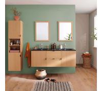 Meuble STUDIO double vasque 140cm chêne, robinets, miroirs, colonne
