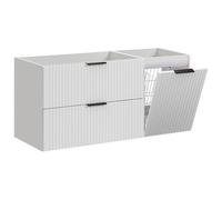 Meuble suspendu sous vasque avec panier à linge ADEL BLANC 120 cm