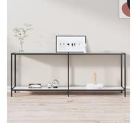 Meuble Table console blanc 200x35x75,5 cm verre trempé - Tables d'appoint 331708