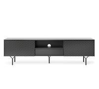 Meuble télé 2 portes 1 tiroir 1 niche ouverte Noir 180cm - LENA