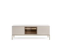 Meuble télé 3 portes avec LED Chêne et Noir 155 cm - MAEL