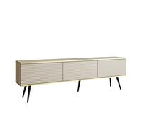 Meuble télé 3 portes pieds métal noir 175 cm - ALBA