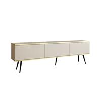 Meuble télé 3 portes pieds métal noir 175 cm - ALBA