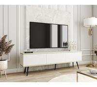 Meuble télé 3 portes pieds métal noir 175 cm - ALBA