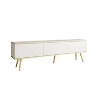 Meuble télé 3 portes pieds métal or 175 cm - ALBA
