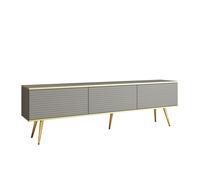 Meuble télé 3 portes pieds métal or 175 cm - ALBA