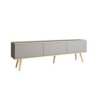 Meuble télé 3 portes pieds métal or 175 cm - ALBA