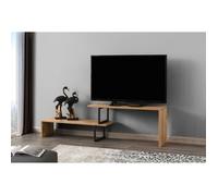Toilinux - Meuble TV design industriel Ovit - L. 120 x H. 45 cm - Marron - Ovit Marron G