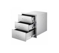 Meuble Tiroir de Cuisine Extérieur LxPxH 46x59x59 cm, Module de Cuisine Extérieur avec 3 Tiroirs et Poignées, en Inox, Mobilier de