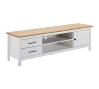 Meuble TV 1 Porte 2 Tiroirs Bois Ciré et Blanc - TINA - ALTOBUY Blanc G