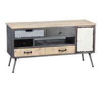 Meuble TV 1 Porte 4 Tiroirs - STAHL - ALTOBUY Gris G