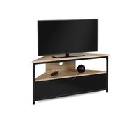 IDMarket - Meuble TV 100 cm d'angle Boston avec Placard Noir Design Industriel