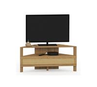 Meuble TV 100 cm d'angle HANAE 1 porte effet naturel cannage