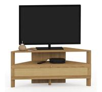 Meuble TV 100 cm d'angle HANAE 1 porte effet naturel cannage