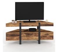 IDMarket Meuble TV d'angle AUSTRIA 3 portes et 3 tiroirs 110 cm bois foncé à poser