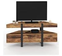 IDMarket Meuble TV d'angle AUSTRIA 3 portes et 3 tiroirs 110 cm bois foncé à poser