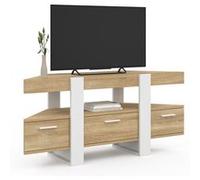 IDMarket - Meuble TV 110 cm d'angle Phoenix avec tiroir Bois et Blanc