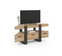Meuble TV 110 cm d'angle PHOENIX avec tiroir bois et noir