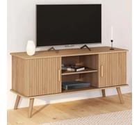 IDMarket - Meuble TV 110 cm Juliette 2 Portes Lattes tasseau Bois Coloris chêne