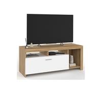 IDMarket Meuble TV Malo 110 cm, bois avec placard blanc