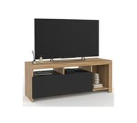 IDMarket Meuble TV Malo 110 cm bois et placard noir
