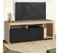 IDMarket Meuble TV Malo 110 cm bois et placard noir