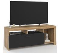 IDMarket Meuble TV Malo 110 cm bois et placard noir