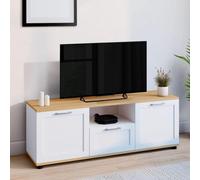 IDMarket - Meuble TV 110 cm VITO avec tiroir et Niche Blanc et Bois