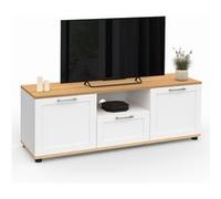 IDMarket - Meuble TV 110 cm VITO avec tiroir et Niche Blanc et Bois