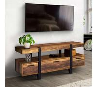 IDMarket Meuble TV AUSTRIA 113 cm 1 porte et 3 tiroirs Bois foncé à poser