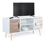 ID MARKET meuble tv BAHIA 2 portes 113 cm blanc à poser